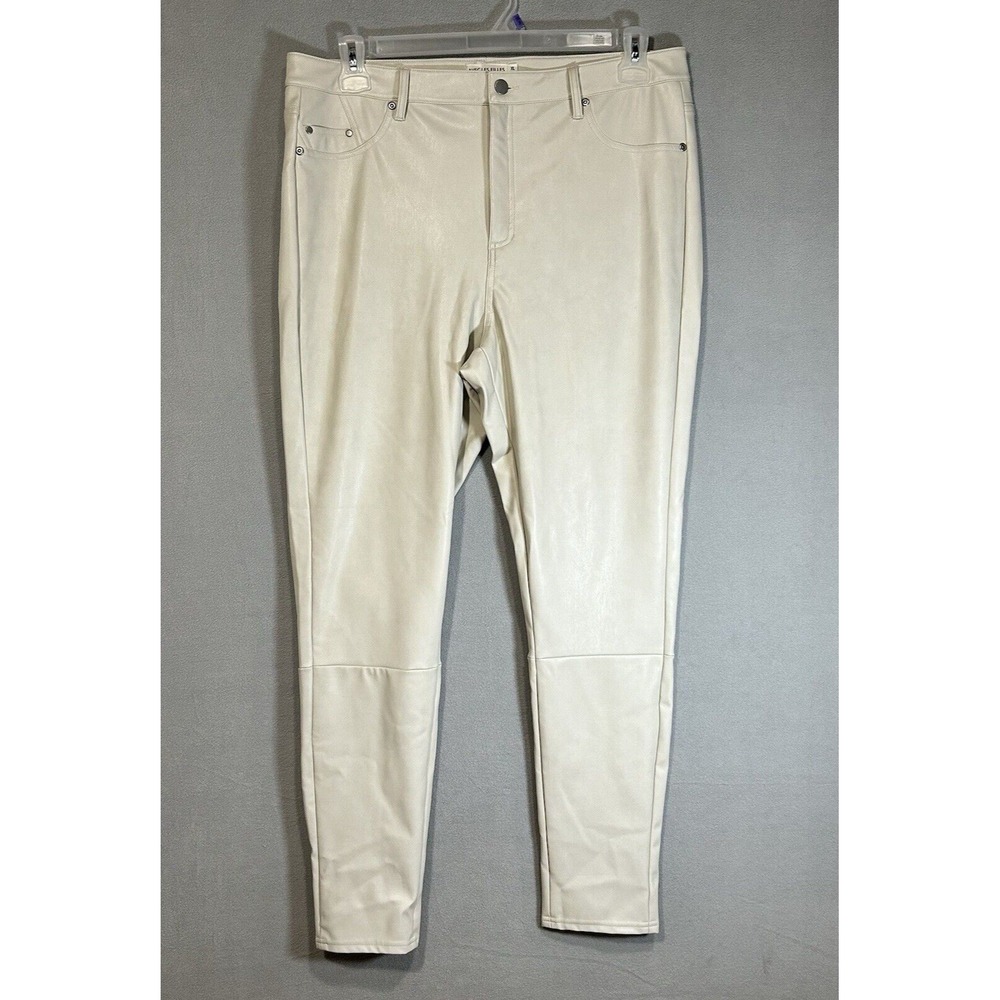 Faux Leather Pants Womens XL Beige Bikercore Rockstar Baddie Punk Light Academia